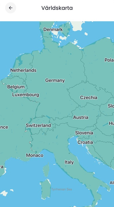 My TRED world map screen